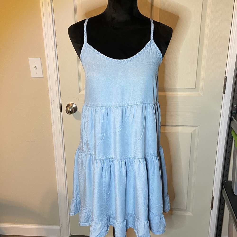 Blue pleated summer dress size:S